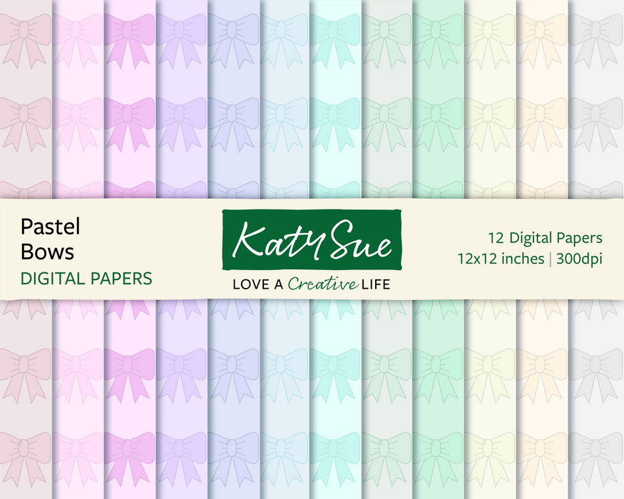 Pastel Bows | 12x12 Digital Papers