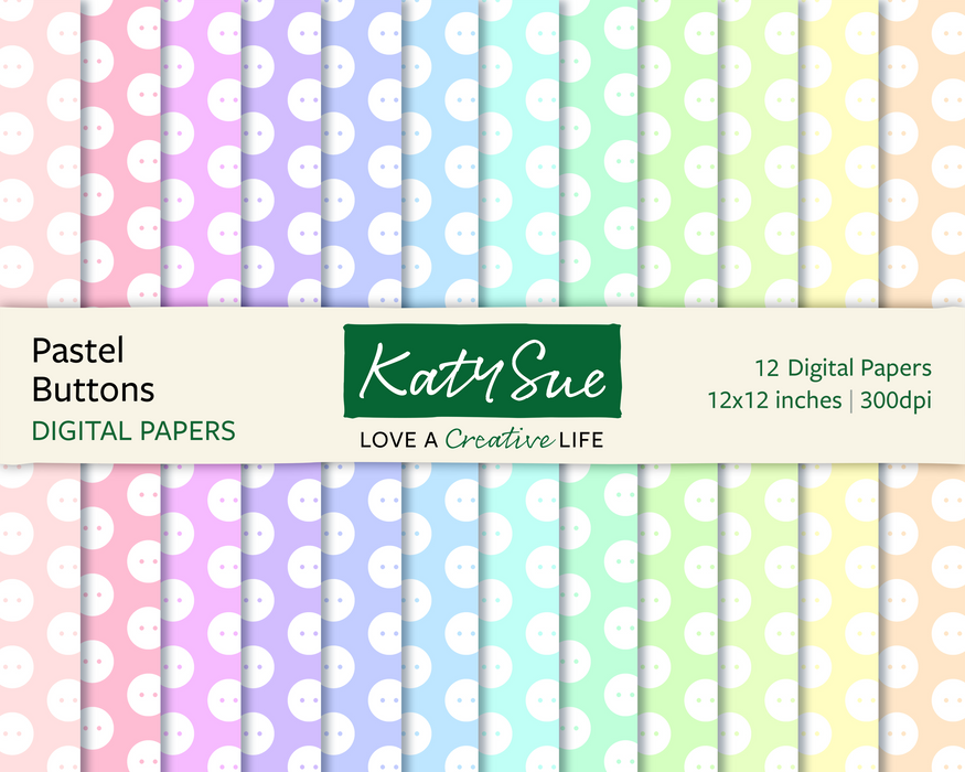 Pastel Buttons | 12x12 Digital Papers