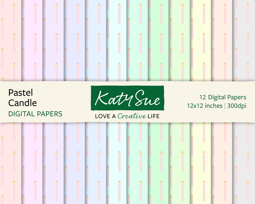 Pastel Candles | 12x12 Digital Papers