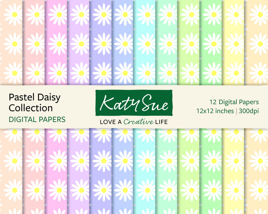 Pastel Daisy Collection | 12x12 Digital Papers