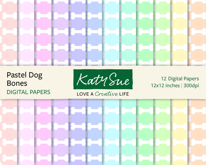 Pastell Hundeknochen | 12x12 Digitale Papiere 