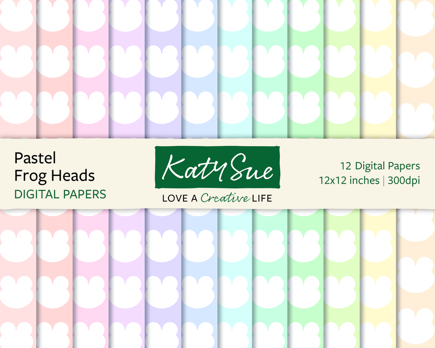 Pastel Frog Heads | 12x12 Digital Papers
