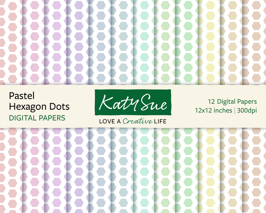 Pastel Hexagon Dots | 12x12 Digital Papers