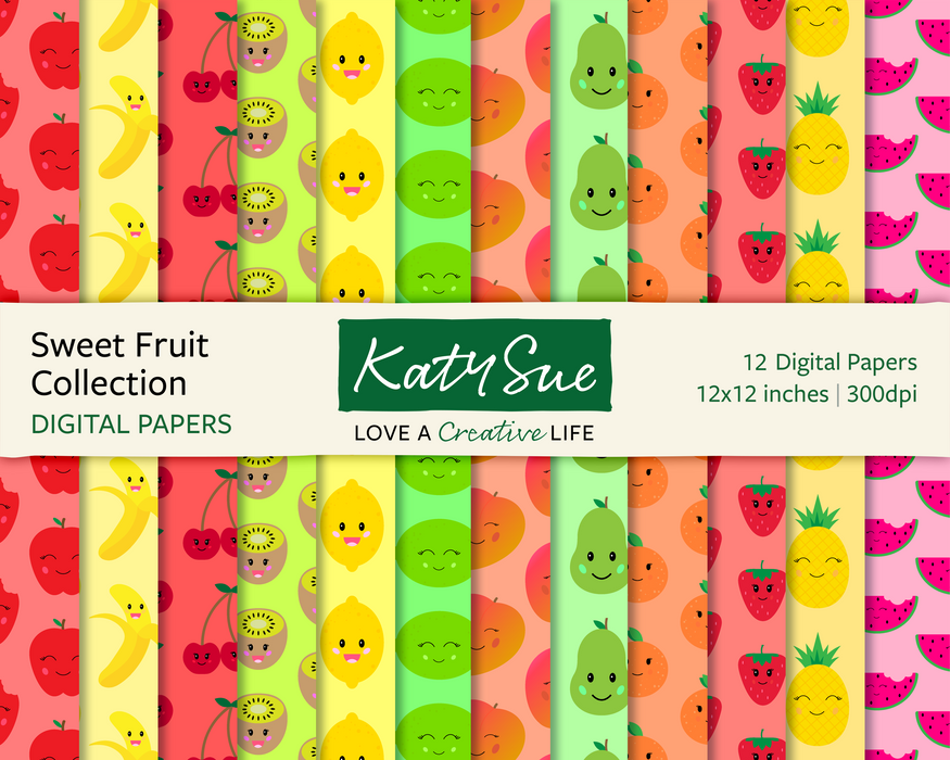 Süße Fruchtkollektion | 12x12 Digitale Papiere