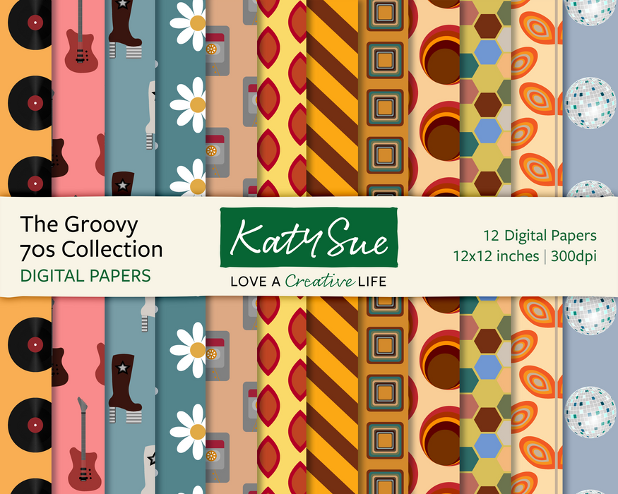 The Groovy 70s Collection | 12x12 Digital Papers