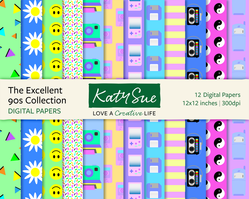 The Excellent 90s Collection | 12x12 Digital Papers