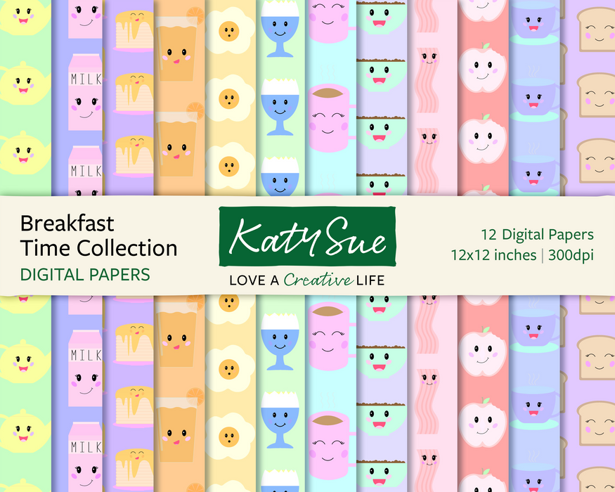 Breakfast Time Collection, 12x12 Digital Papers