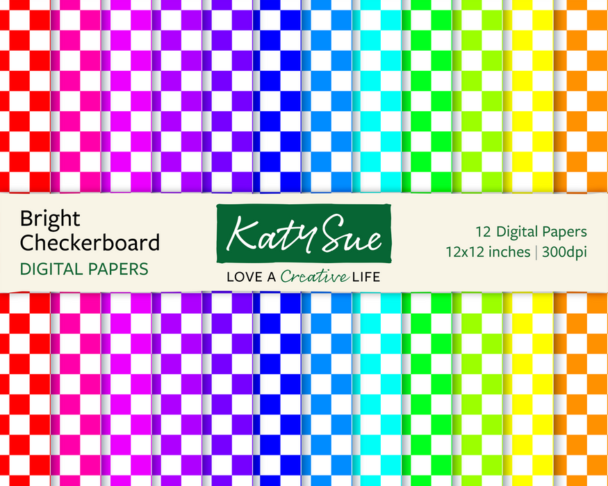 Bright Checkerboard | 12x12 Digital Papers