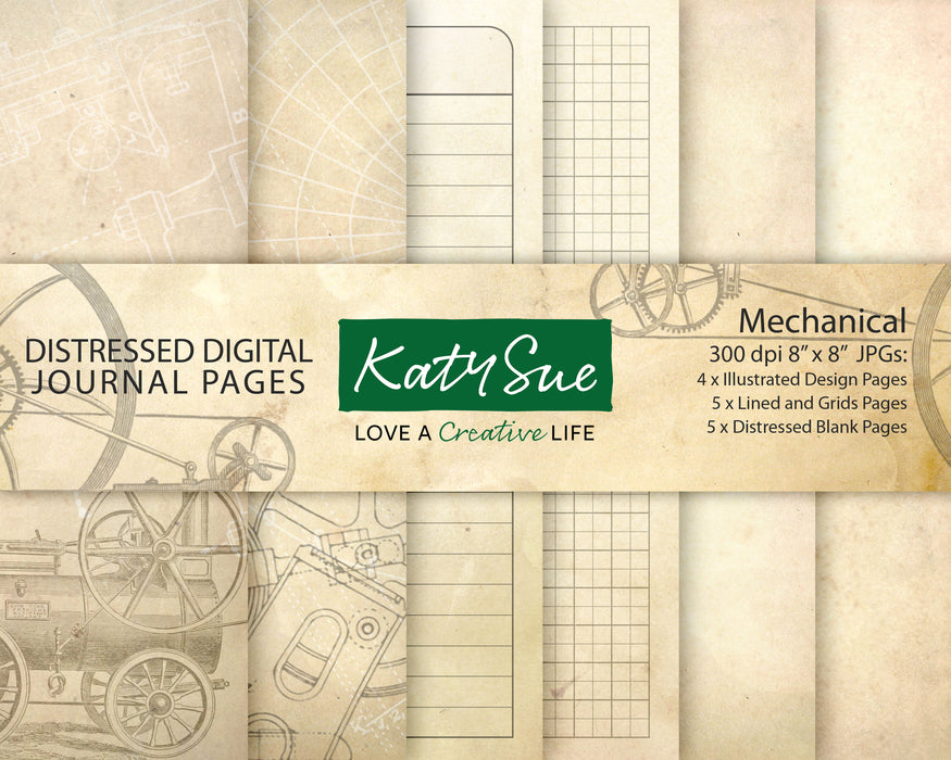 Distressed Mechanical | Digital Journal Pages