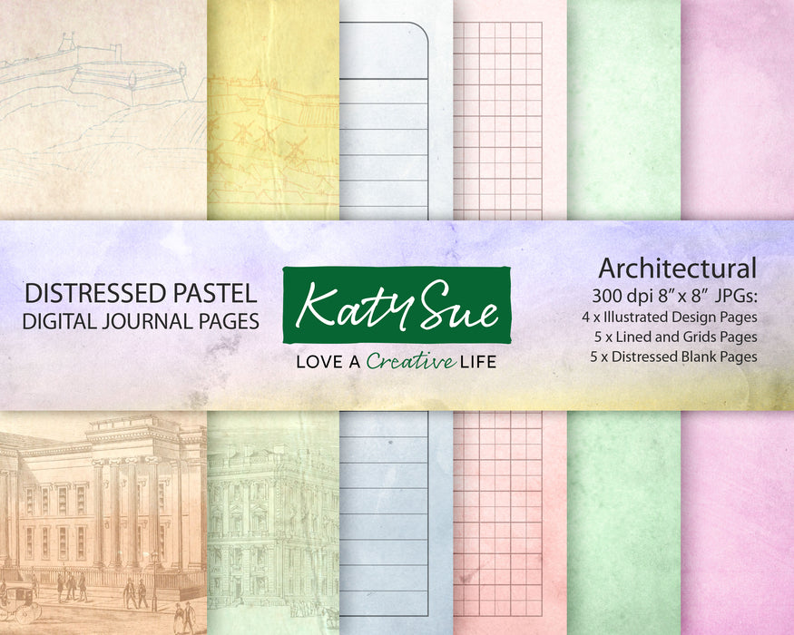 Distressed Pastel Architectural | Digitale Journalseiten 