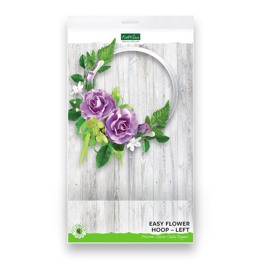 Easy Flower Hoop - Left - Mirror Silver Cake Topper