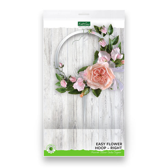 Easy Flower Hoop - Right - Mirror Silver Cake Topper