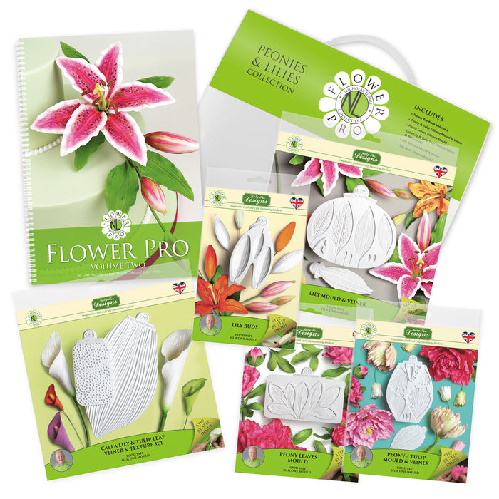 Flower Pro Peonies & Lilies Moulds & Book 2 Bundle