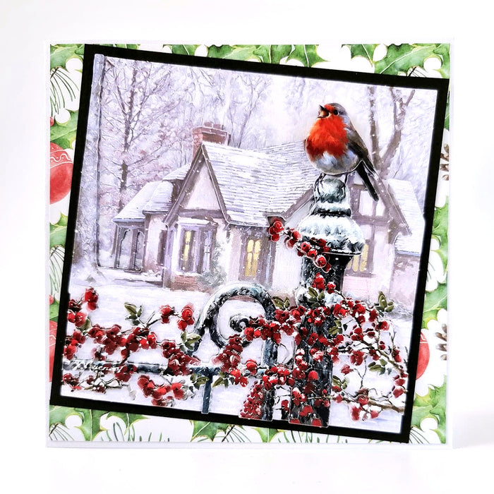 Rob In Railing Die Cut Christmas Decoupage Sheets Robin On Railing A4 Die Cut ...
