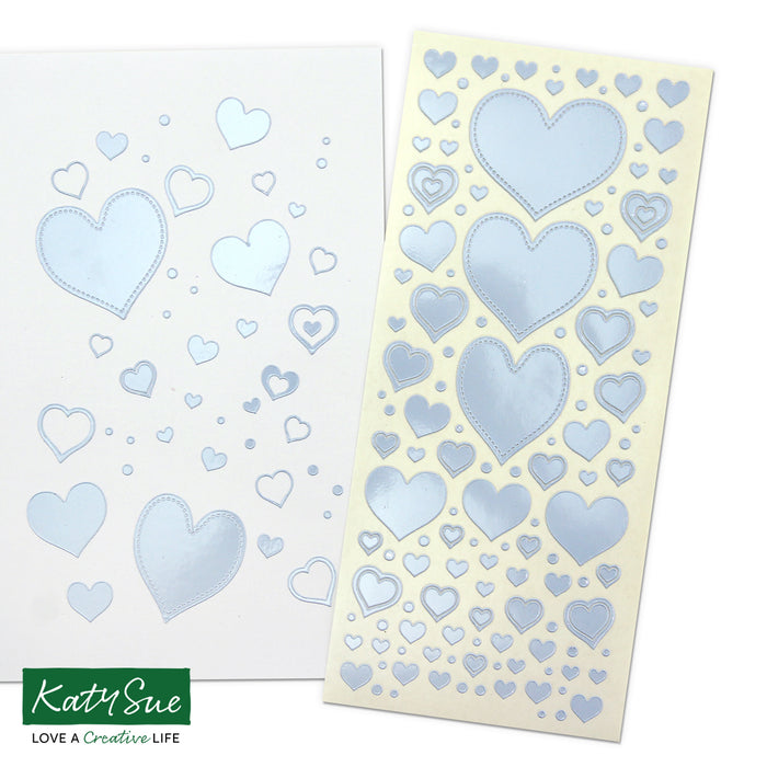 Hearts and It's A Boy Baby Blue Self Adhesive Peel Off Stickers (pack of 2)