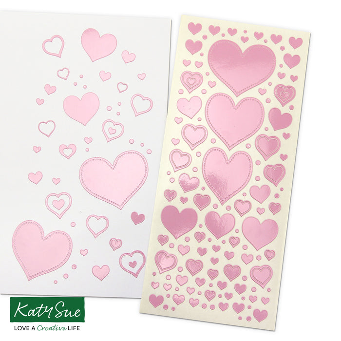 Hearts and It's A Girl Baby Pink Self Adhesive Peel Off Stickers (Pack of 2)