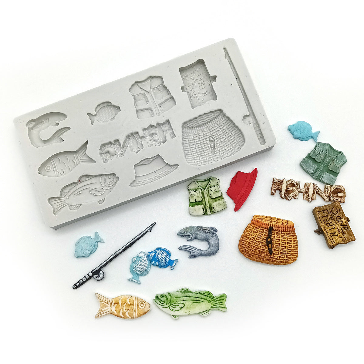 Miniature Gone Fishing Silicone Mould — Katy Sue Designs