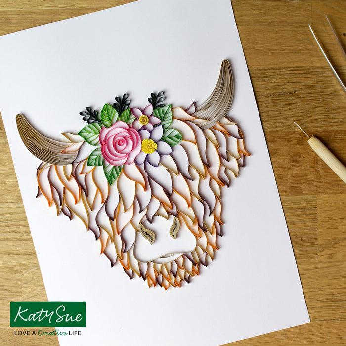 Highland Cow Digital Quilling Template