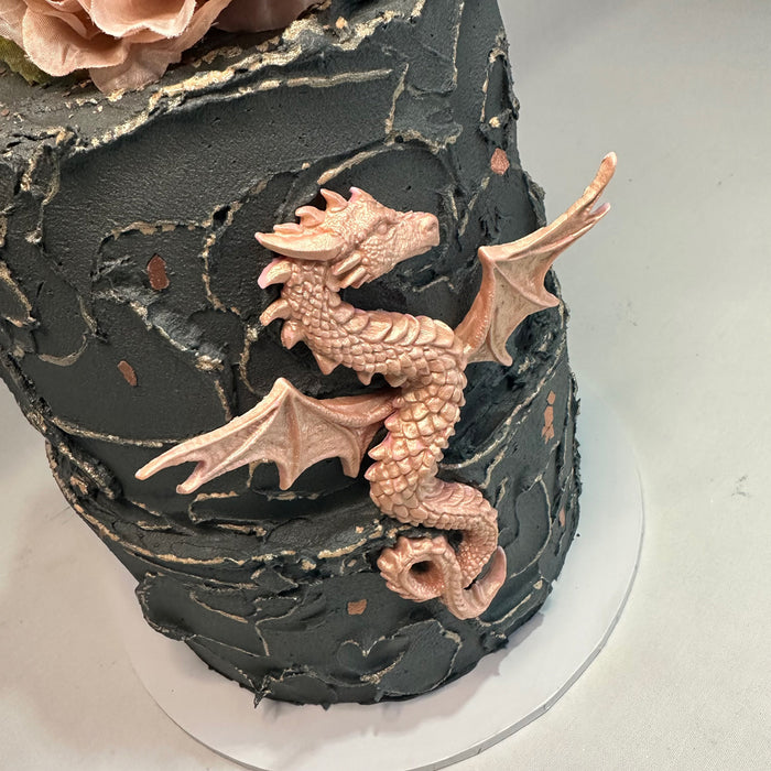 I present you...Fantasy Dragon Cake! Everything was edible except the dragon  (lemon chiffon + strawberry whipped cream filling+ white chocolate whipped  cream frosting). : r/Baking