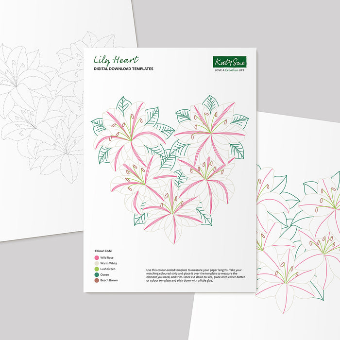 Lily Heart Digital Quilling Template Katy Sue Designs Lily Heart Digital Quilling Template Katy Sue Designs
