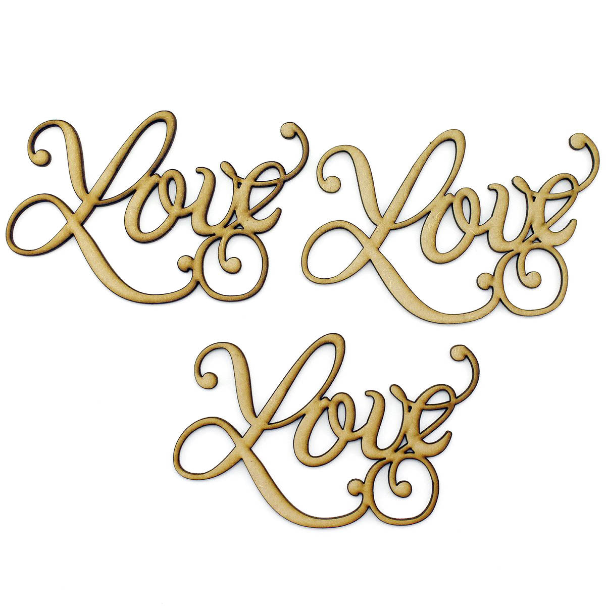 MDF Embellishment Words - Love (Set of 3)