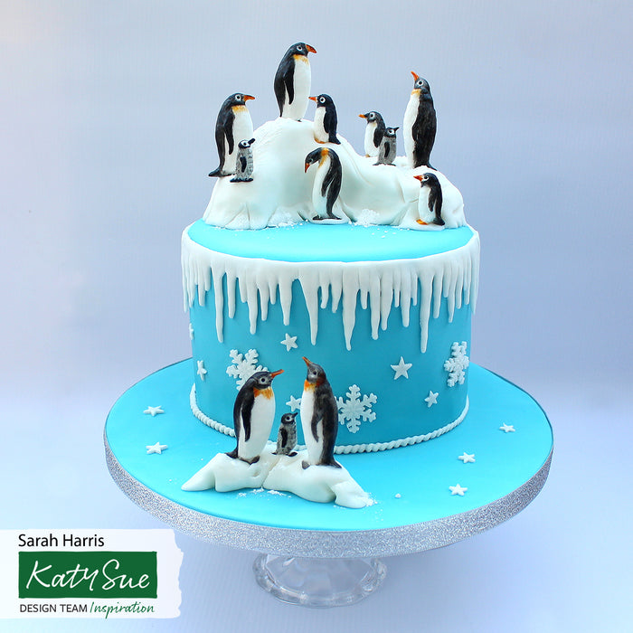 Set aus Silikonformen mit Pinguinen, Eisbären und Eiszapfen