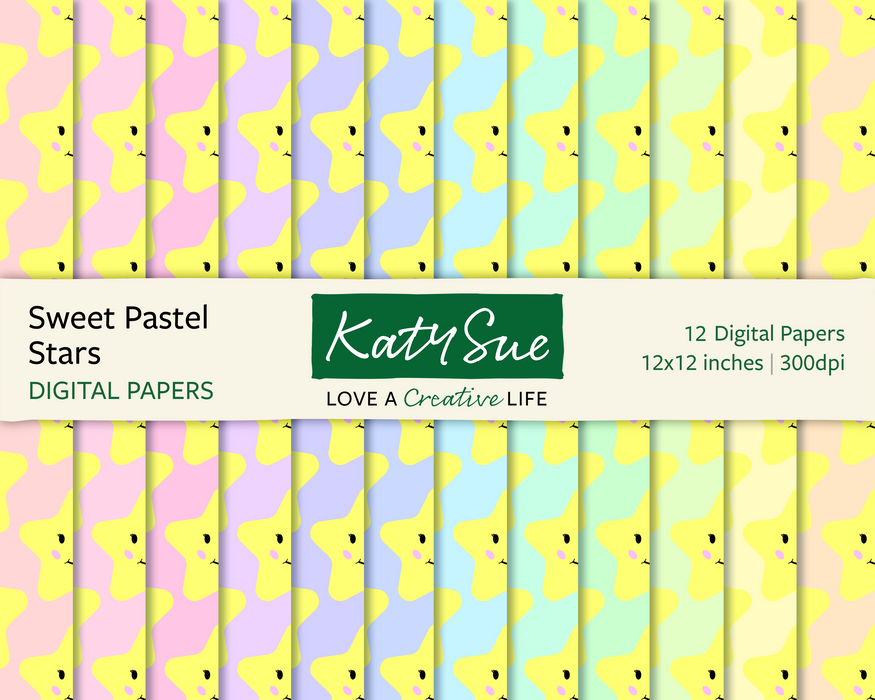 Süße Pastellsterne, 12x12 digitale Papiere