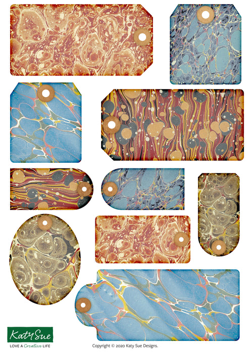 Vintage Marbled Tags | Digital Craft Bundle