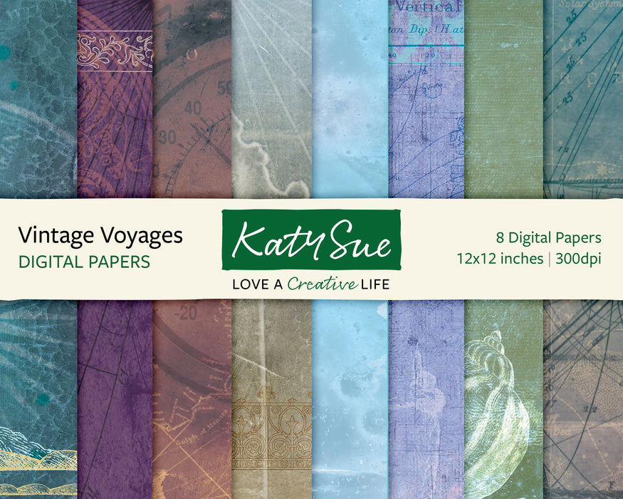 Vintage Voyages | 12x12 Digital Papers